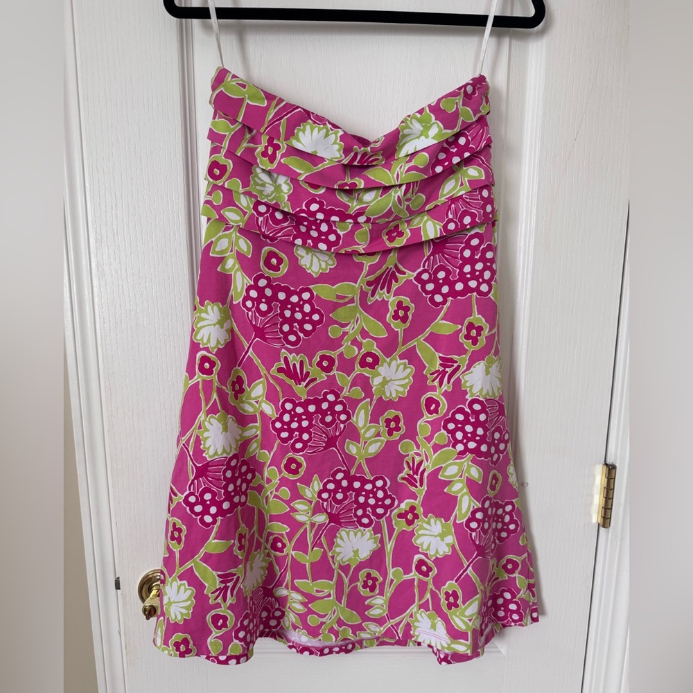 Lilly Pulitzer Petula Hotty Pink Bloomers Strapless Dress Size Medium - Picture 5 of 5